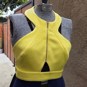 bebe Yellow Zip-Front Crop Top